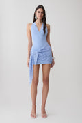 Mollie Mini Dress With Crochet Overlay - Cornflower Blue
